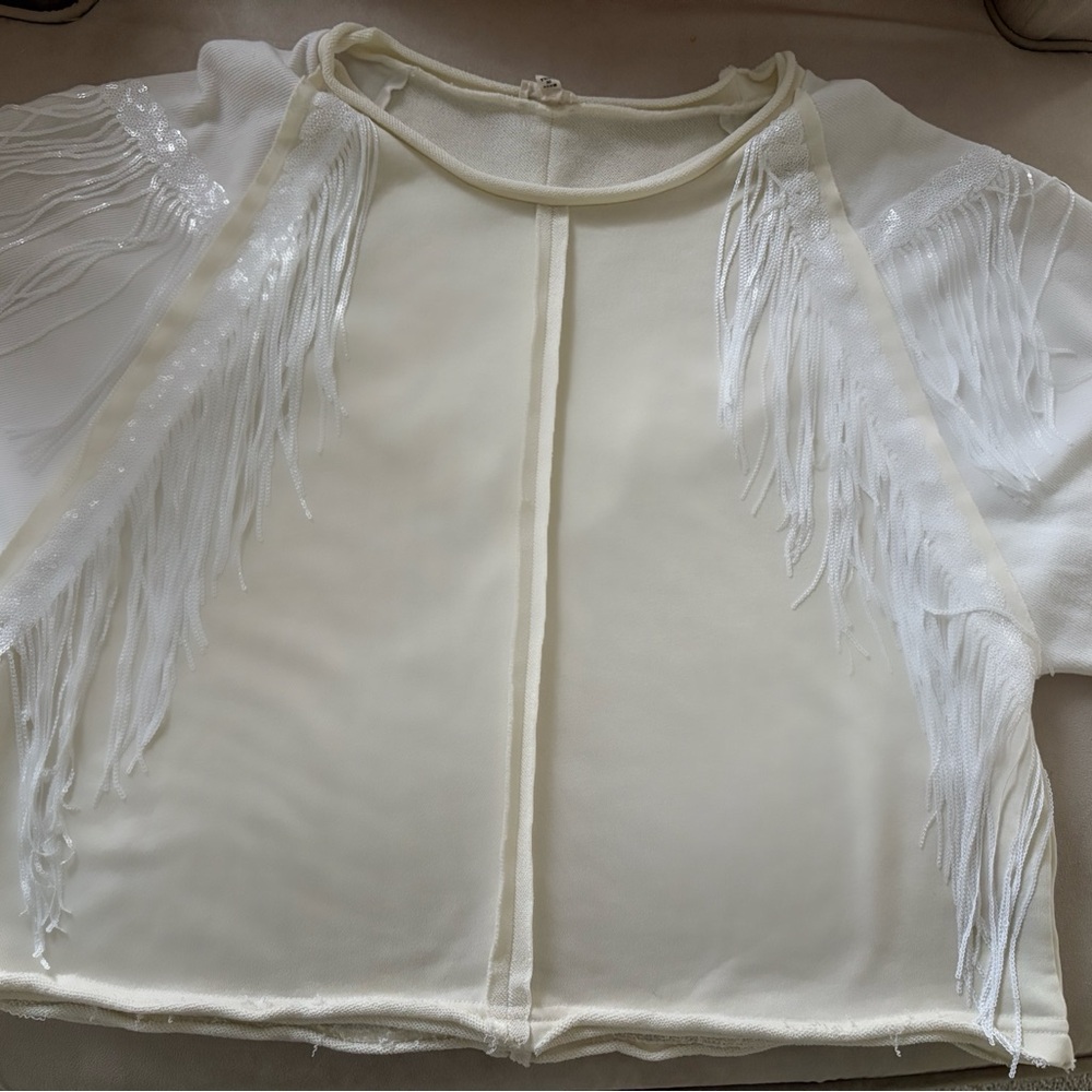 POL Cream Fringe Blouse